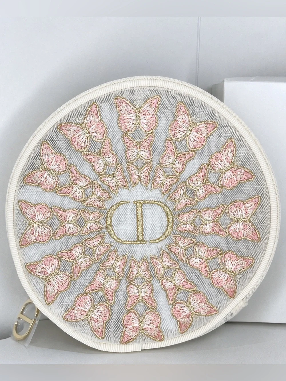 Dior Butterfly Embroidered Cosmetic Pouch CD Logo NIB